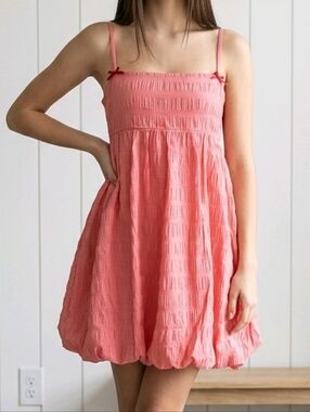 Wild Fable Smocked Cami Dress Ruffle Hem Red White Checkered Women's Medium NWT